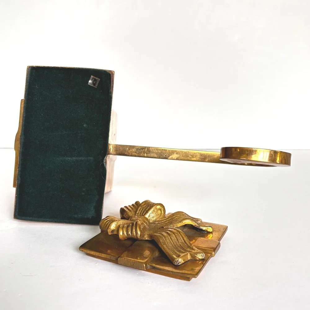 Vintage Brass 3D Present Christmas Stocking Holder Mantel Hanger Long‎ Arm India